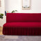 Hiseng Housse de Clic Clac Élastique Canapé avec Jupe 2/3 Places, Housse de Canapé sans Bras Extensible Antidérapant Universel Tout Couvert Canapé-lit Pliant Protecteur (Vin Rouge,150-190cm)