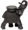 mtb more energy Deko Teelichthalter ''Cheering Elephant'' - stehender Elefant Kerzenhalter - Holzeffekt - Höhe ca 14 cm - Dekoration Figur Geschenk