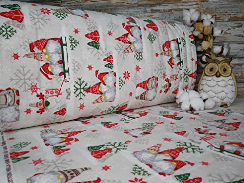 240cm Breit Meterware ab 50cm Weihnachtsstoffe Flanell Baumwolle Stoff Baumwollstoff Weihnachten Stoffe Weihnachtsstoff Bastelstoff Wichteln ÖKO-TEX VF0W0001 (Creme)