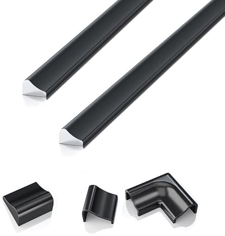 Ersatz Aluminium Schwallschutzleiste Dusche 2 Stück 95 cm für die untere Duschdichtung Duschwand Matt Schwarz Ersatzdichtung Badewanne Wasserabweiser Duschkabine Schwallschutz Chrom Optik