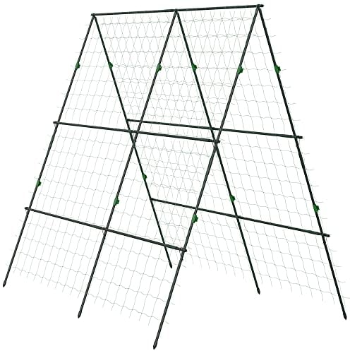 Outsunny Rankgitter aus Metall zum Stecken rostfrei Rankhilfe für Kletterpflanzen Gurken Spalier 180x100x180cm Rosenbogen Garten Spalier für Tomaten, Gemüse Blumen Kletterpflanzen Grün