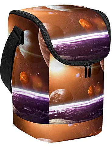 Lonchera ligera y grande con planetas del sistema solar, reutilizable, para mujeres y hombres