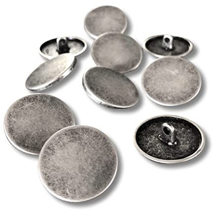 flache Metall Ösenknöpfe silber farben matt 10mm, 15mm, 18mm, 20mm, 22mm oder 25mm (10 Stück) (15mm)