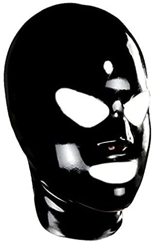 Unisex-Latexmaske Mit Geformten Augen, Nase Und Mund, Gummihauben,Schwarz,Mittel