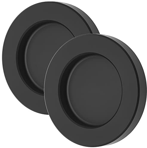 SOTECH 2 pièces poignée de porte coulissante TAYO noir Ø 70 x 10 mm autocollant (3M VHB) poignée de porte en verre en aluminium pour portes en verre et portes de chambre