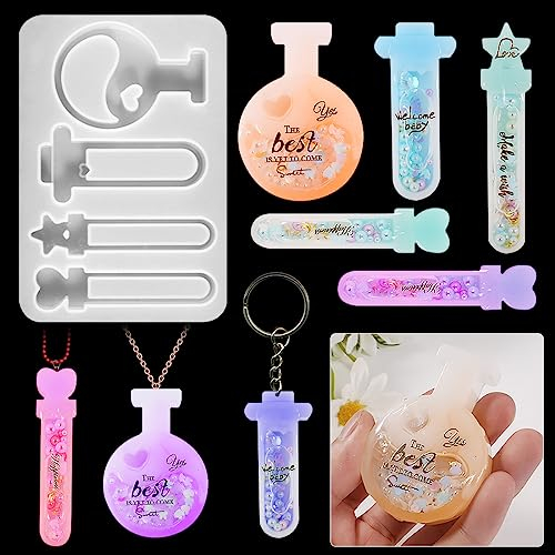 Voyyphixa 4 Pezzi Stampo Silicone Resina Sabbie Mobili Bottiglia Stampo in Resina Epossidica Quicksand Resin Mold Stampo Colata in Sabbia per La Creazione di Gioielli, Decorazioni per La Casa