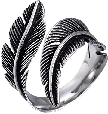 AIFUYUDM Verstellbarer 925 Silber Feder Ring - Offener Unisex Vintage Angel Flügel für Damen - Personalisiertes Geschenk - Verlobungs- und Eheringe Mit Geschenkbox