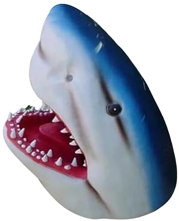 JTBDWOSK Hai-Kopf-Statue, Harz Hai Haifisch Landschaftsskulptur, Gartendekoration Haifischkopf, Shark Head Statue, 3D Hai Kopf Statue Ornament Harz Haikopf für Rasen, Hinterhof, Balkon,Blau