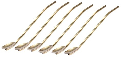 NIYANGLE Lot De 6 Cuillères À Paille En Acier Inoxydable Cuillère À Paille Réutilisable 8.39 in Manche Creux Pour Cocktails Milk-Shakes Et Boissons Froides