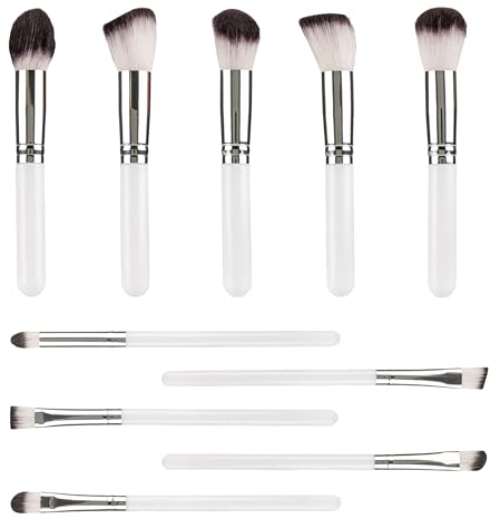 Set Pennelli Make Up, Kit Pennelli Trucco da 10 Pezzi Per Blush Liquido, Cipria, Fard e Per Palette Ombretti (BIANCO)