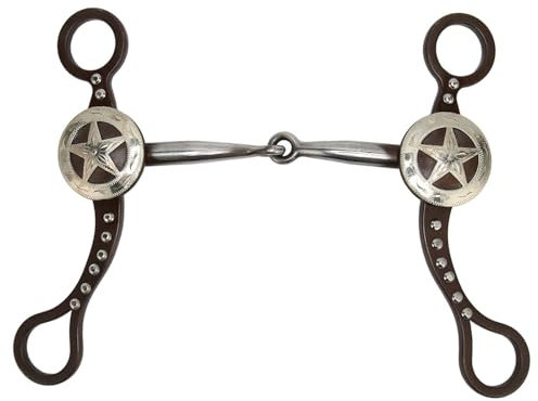 Rundum-Gebiss für Pferde, 14 cm, Trainingspferdegebiss mit Kupferrolle, Edelstahl-Pferdetrense mit Gelenkmaul, Panzerkette, für Pferdeshows