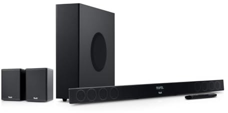 Teufel CINEBAR 11 Surround 4.1 Set - Sistema de sonido de barra de sonido con altavoz trasero inalámbrico, audio Dolby, subwoofer T6, Bluetooth aptX, HDMI CEC, 4K Pass-Through - negro