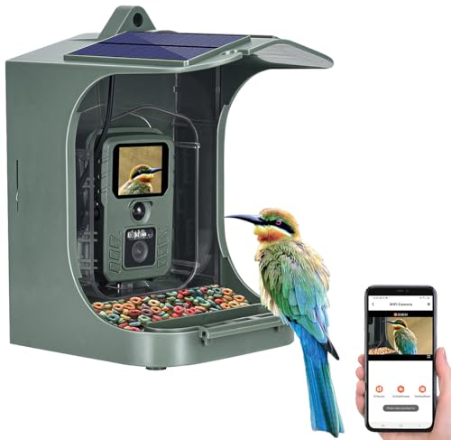 VisorTech Vogelkamera: Solar-Vogelhaus & Futterstelle mit WLAN-Full-HD-Kamera, Akku, PIR, App (Vogelfutterhaus mit Kamera, Vogelkamera WLAN, Vogelfutter)