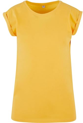 Build Your Brand Damen T-Shirt Ladies Extended Shoulder Tee, lang geschnittenes T-Shirt für Frauen, Baumwolle, Dimyellow, M