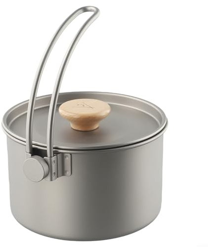 Utensilios de cocina del titanio para el uso al aire libre 1.1L pote colgante de la capacidad con la manija desmontable anticorrosivo y inoxidable