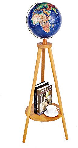 Lampadaire Globe Lumineux Vintage sur Trépied,Lampadaires LED Physique Langue Anglaise Globe Lampe sur Pied Globe Carte du Monde avec Base en Bois Jouets Éducatifs Lampe de Table Géographie du Mond