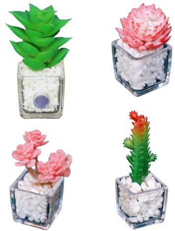 MIUPOO Plant Magnets for Fridge Succulent Artificial Plants Refrigerator Magnets,Funny 3D Resin Decorative Succulent Fridge Refrigerator Set of 4