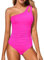 USUN Costume da Bagno Intero Donna Scollo a V Curvy Costumi Elegante Pancia Ruched Push up Beachwear Monokini Controllo della Pancia Vintage Sexy Vita Alta Swimsuit Slim Un Pezzo Spiaggia Swimwear