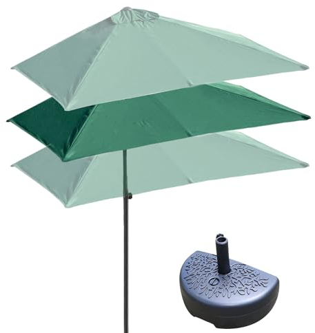 DSKJHI Balkonschirm Rechteckig Halb Sonnenschirm Wandschirm für Balkone Terrassen mit Halbrund Base, Höhenverstellbar Halbschirm 200X100cm, 250X130cm (Farbe : Grün, Größe : 250x130cm(with Base))