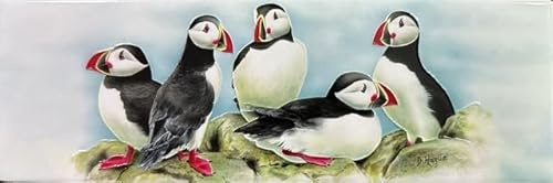 Old Tupton Ware Wall Hanging Art Tile (10 x 30 cm) - Puffins