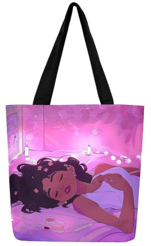 Homewish Carino nero principessa Shopping Bag, Melanin Princess Canvas Tote Bag, rosa marrone, 50 x 40 cm