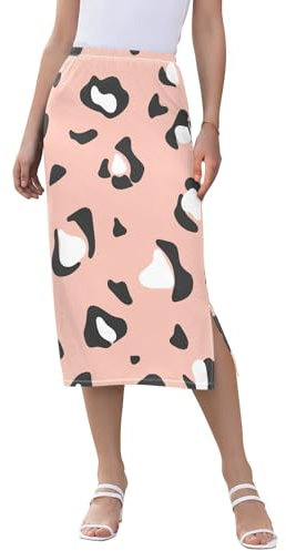 Tierfell-Damenrock, hohe Taille, Midi-Röcke, lässig, Split für das Wochenende, Tierfellmuster, XXL