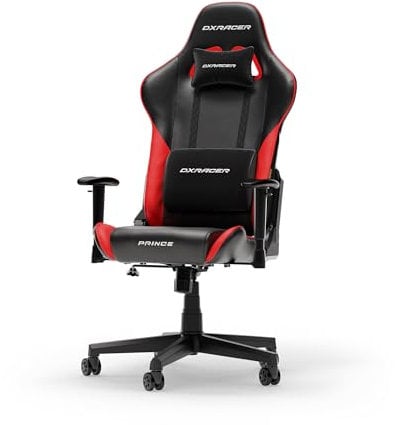 DXRacer Prince L Noir & Rouge Simili Cuir PVC la Chaise Gaming Originale