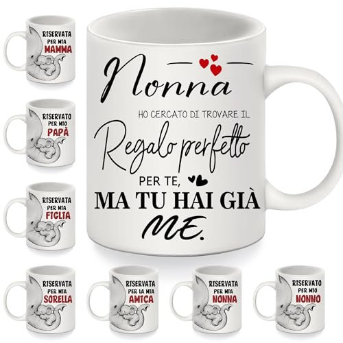 Bommex Tazza per la Nonna - Ho Cercato di Trovare il Regalo Perfetto per Te ma Tu Hai Già Me - Migliore Tazzina da Caffè per Compleanno, Festa della Mamma, Natale