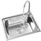 Évier de Cuisine Inox 1 Bac,Évier Cuisine en acier inoxydable,Évier à cuve simple,Évier à Encastrer avec accessoires,38x33cm,42x37cm,48x35cm,50x40cm,53x38cm,60x45cm(42x37 cm)