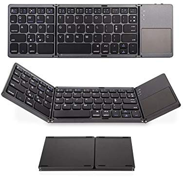 Teclado inalámbrico Bluetooth Plegable, portátil, Ultrafino, con Panel táctil para Windows, Android e iOS, Color Gris