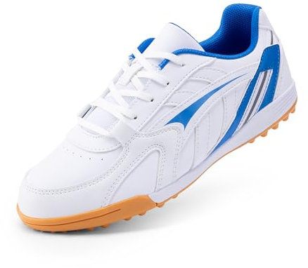 DREAM PAIRS Kids Botas de Fútbol Niños Zapatos de Fútbol Transpirables Unisex Multitacos Zapatillas Deportivas para Exteriores,Size 31,Blanco Azul,KKUMSO2504