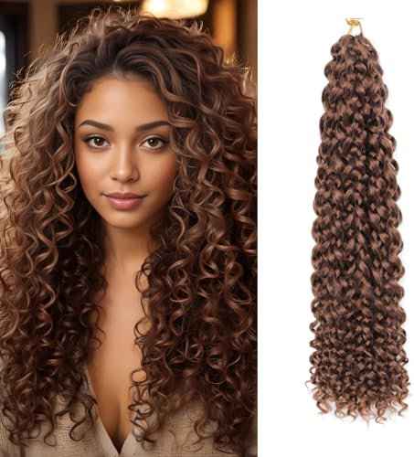 8 Packs GoGo Curl Crochet Hair 18 Inch Long Curly Crochet Hair for Women Beach Curl Water Wave Deep Twist Crochet Braids Synthetic Braiding Hair Extensions (30#, 18 Inch(pack of 8))