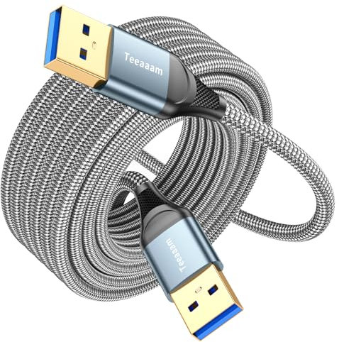 Teeaam USB 3.0 Kabel 5M Super Speed Kabel A Stecker auf A Stecker USB Verbindungskabel kompatibel mit Drucker, Modems, Festplatten, Kameras usw.