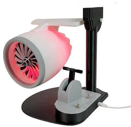 XUMIUZIY Strahlmotorenlüfter, Turbo -Lüfter mit Einer Feuchtigen Sprühfunktion, Starker Luftstrom Niedriger -Desk -Lüfter Kleiner Tischkühlungslüfter, Jet Engine -Modell (Rot)