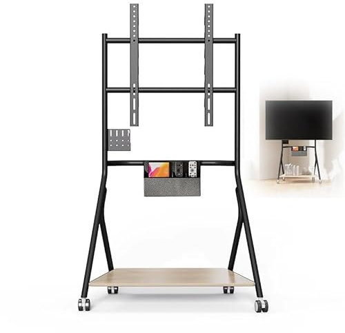 YZWZZXC Soporte TV Suelo, Soportes TV con Ruedas, Forma Simple, no Ocupa Espacio, Almacenamiento Diverso, Adecuado para Televisores de 40 a 85 Pulgadas, para Sala de Estar(Black,50-85in)
