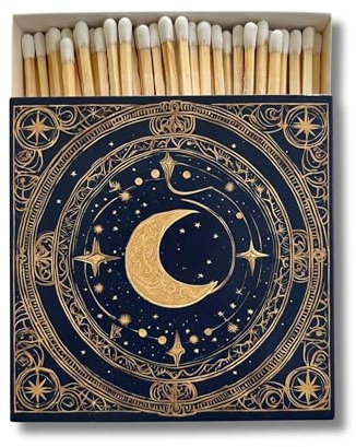 Curator Home Luxury Gift Lange Sicherheitsstreichhölzer I Stilvolle quadratische Streichholzschachtel (Himmlisch)