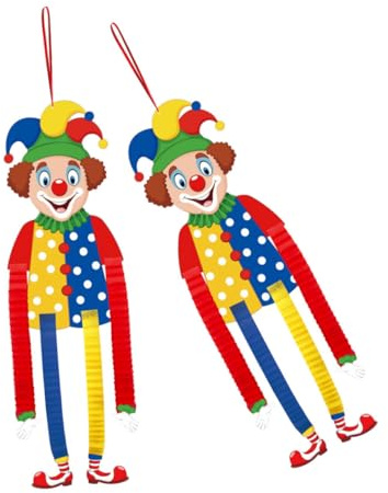 FUNNETOYU 2stücke Hängende Clown-Dekorationen für Karneval Papierclown-partyartikel Lustige Clowns zum Aufhängen Karnevalsdeko für Veranstaltungen Niedliche Clown-wanddekorationen
