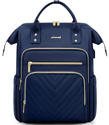 LOVEVOOK Laptop Backpack Womens, 15.6 inch Laptop Rucksack Bag for Women, Large Ladies Backpacks Waterproof School Bags with USB Port, Fashion Daypacks for Uni College Work Travel, Navy Blue