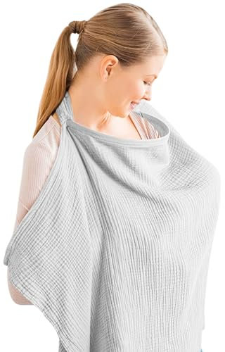 Nursing Cover | Muslin Nursing Cover - 100% Muslin Cotton Breastfeeding Cover Up | Breast Feeding Cover for Mum | Breathable Breast Feeding Privacy Cover, Full Coverage for Moms in Public