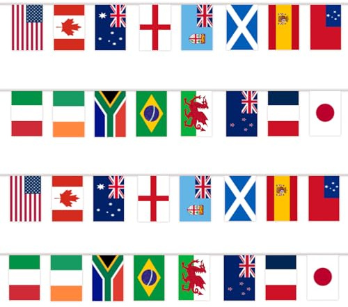 YOFANUP Guirlande de drapeaux de la Coupe du monde de football 2026 - Décoration de fête de la coupe du monde de football 2026 - Double face pour restaurant, bar, club, jardin (1 pièce, 21 x 14 cm
