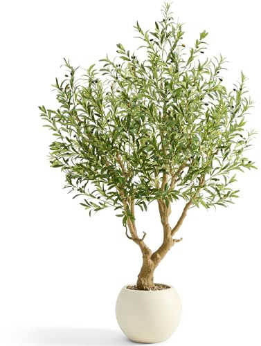 7.5 FT Large Luxury Artificial Olive Tree with Decorative White Pot