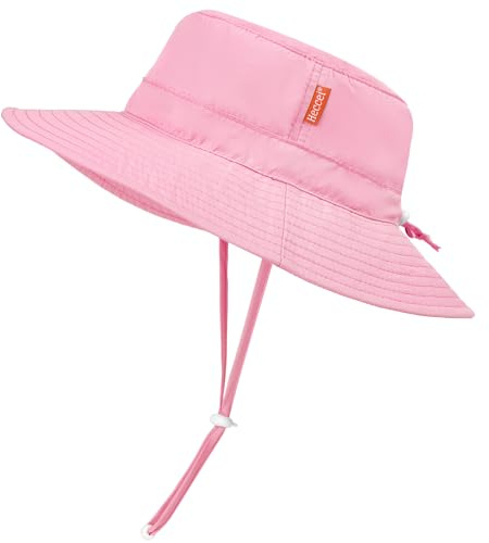HECCEI Baby Sonnenhut UPF 50+ mit klappbarer Krempe & verstellbarem Kinnband – Schnelltrocknender Sonnenschutz-Hut für Jungen und Mädchen (DE/NL/SE/PL, Alter, 6 Monate, 24 Monate, Rosa)