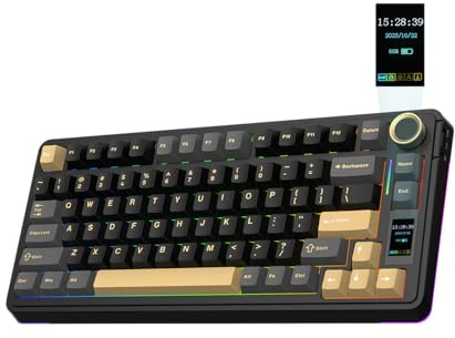 EPOMAKER X Aula EA75 MAX Wireless Gaming Keyboard with Screen & Knob, Hot-Swap, RGB Backlit, PBT Keycaps, Creamy Gasket, 75% Mechanical Keyboard, US Layout (Black, Reaper Switch)