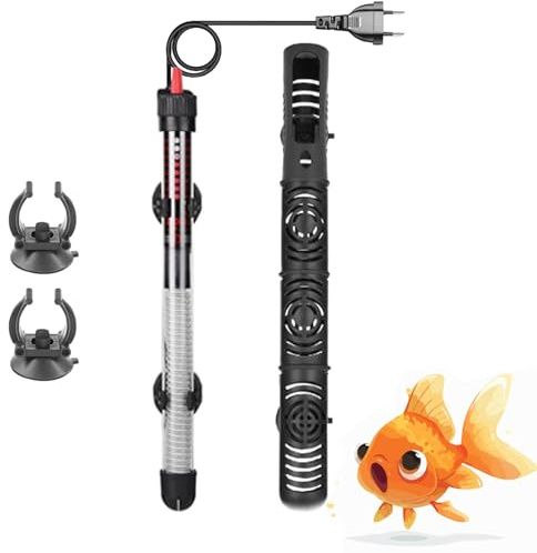 Ruikdly Aquarium Heizung 200L 200W, Heizstab Aquarium, Einstellbar Aquariumheizer mit Saugnäpfen, Wasserdichter Thermostat, Heizstab für Fischbecken und Aquarium(220-240V)