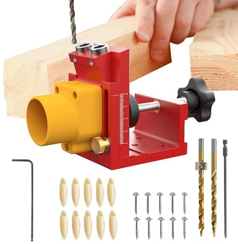 Qiwieod Gabarit pour Trous de Poche | Gabarit De Perçage Pour Bois Et Installation - Dispositif de Perçage pour Vis avec Aspiration de Poussière,Pour Installation Armoires Construction Terrasses