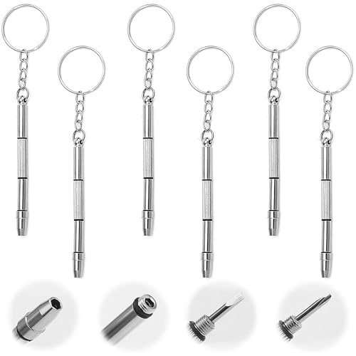 6 Stk 4 In 1 Brillen Schraubenzieher, Schraubendreher für Brillen Reparatur Set, Mini Schraubenzieher für Brillen, Brillenwerkzeug Set, Brillenschrauben für Brillen, Schmuck und Uhren Reparat (6)