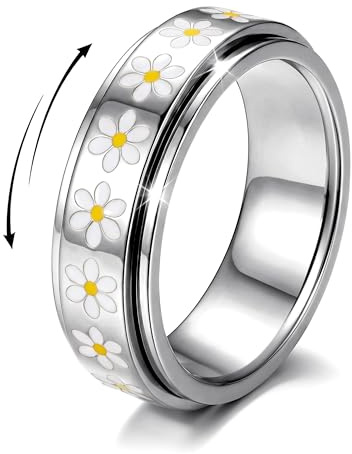 Dochais Anxiety Antistress Spinner Ringe Edelstahl Gold/Silber Gänseblümchen-Ring Damen Fidget Ring Band Modeschmuck Ringe für Damen Herren