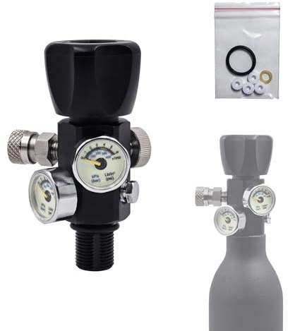 DRYHTEN Hochdruckluftflasche mit DIN-Ventil, Füllstation-Adapter, 4500 psi / 300 bar, zum Befüllen und Entleeren für Tauchgänge, Bergsteigen, Airsoft, PCP, Paintball (5/8-18UNF)