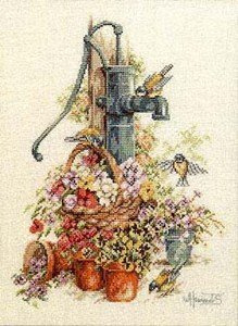 Water Pump and Birds Cross Stitch Kit