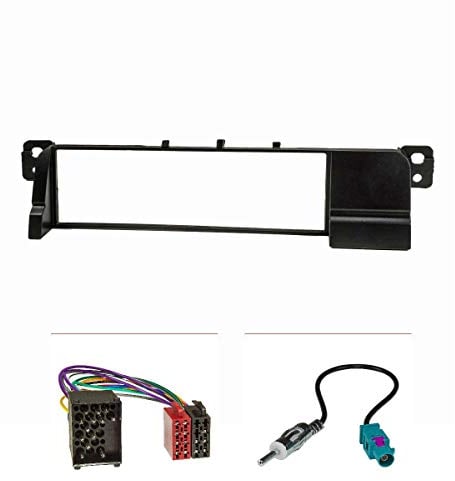 tomzz Audio 2404-010 Radioblende Set kompatibel mit BMW 3er E46 ISO Adapterkabel Alter Rundpin Anschluss Antennenadapter Fakra DIN